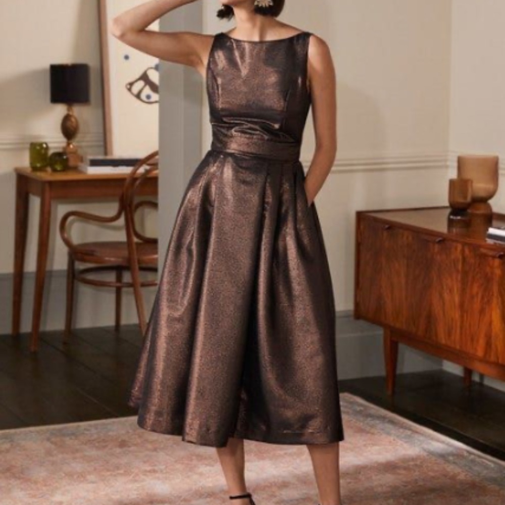 Boden Fit & Flair Party Dress Bronze Size US 16/18